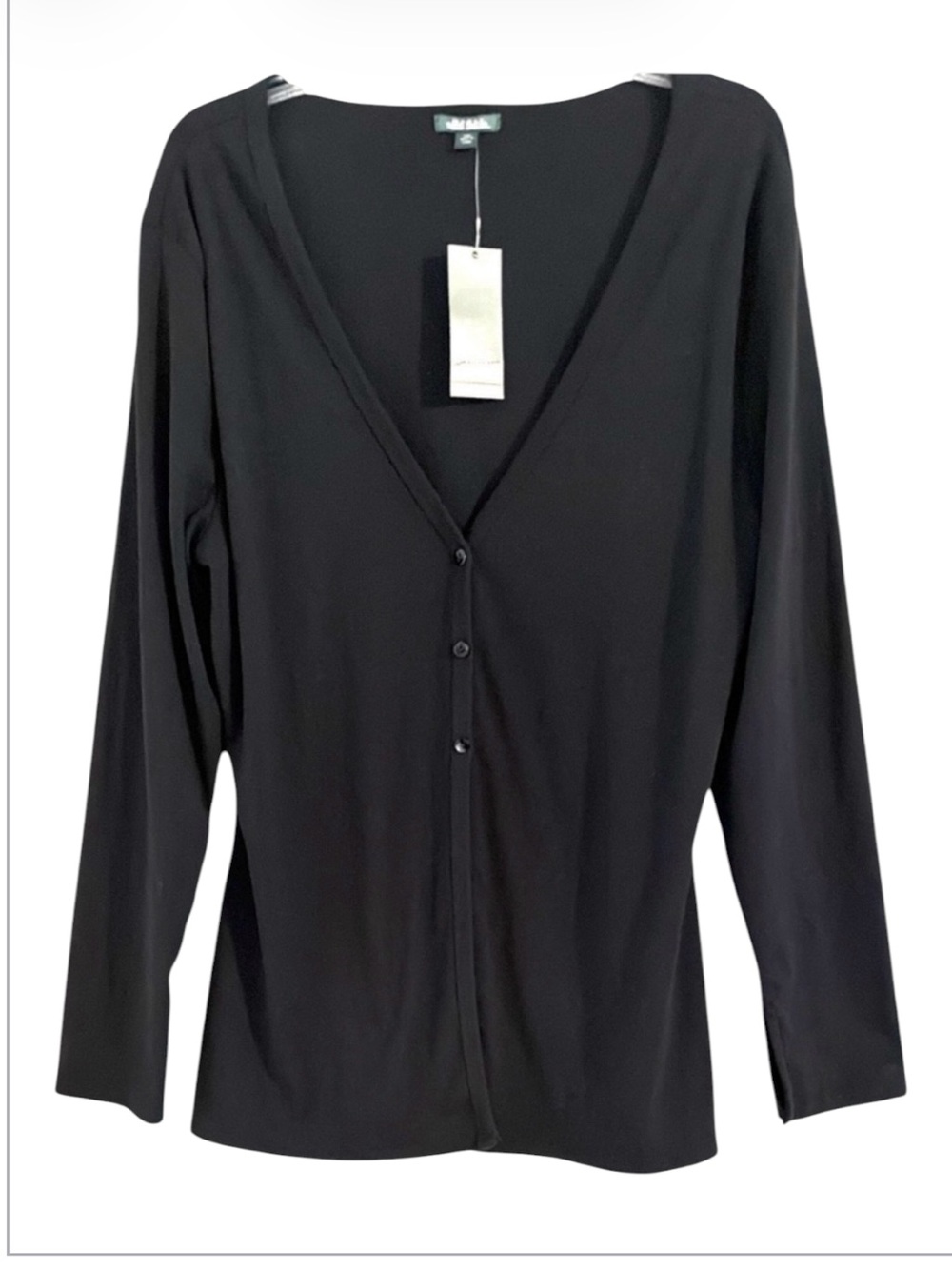 Wild Fable Black Knit V-Neck Button Cardigan Split Sleeves Size XXL NWT